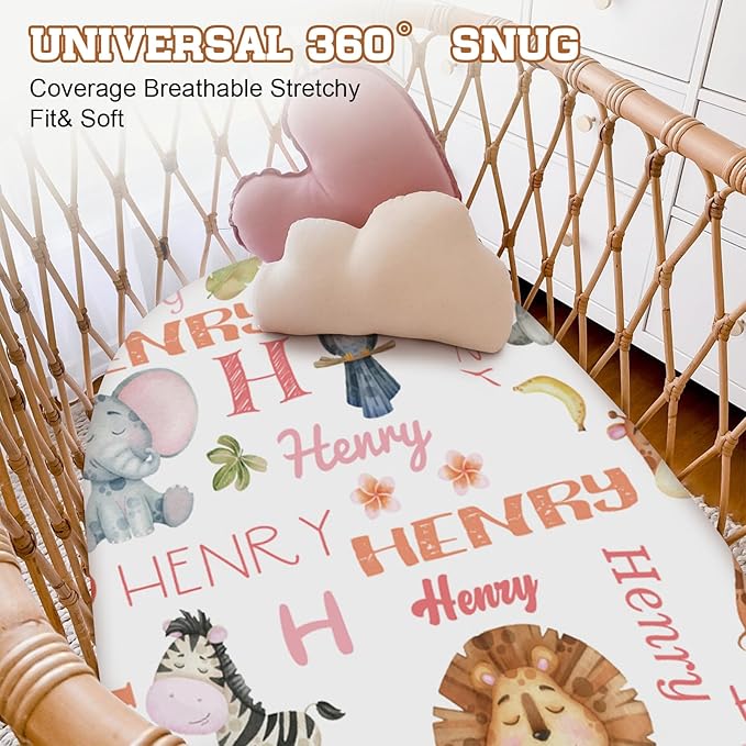 Custom Name Changing Pad Cover - 2 Piece Customizable Lion Print Changing Pad Cover - Cotton Toddler Baby Pee Pad Cover for Diaper Changing Table Nursery Protector