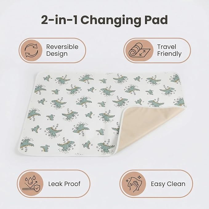 Baby Diaper Changing Pad, 19.7"x25.6" Waterproof Changing Pad Liners with 100% Muslin Cotton Front Top and Leather Back, Soft and Absorbent Portable Changing Mat for Travel, Changing Station