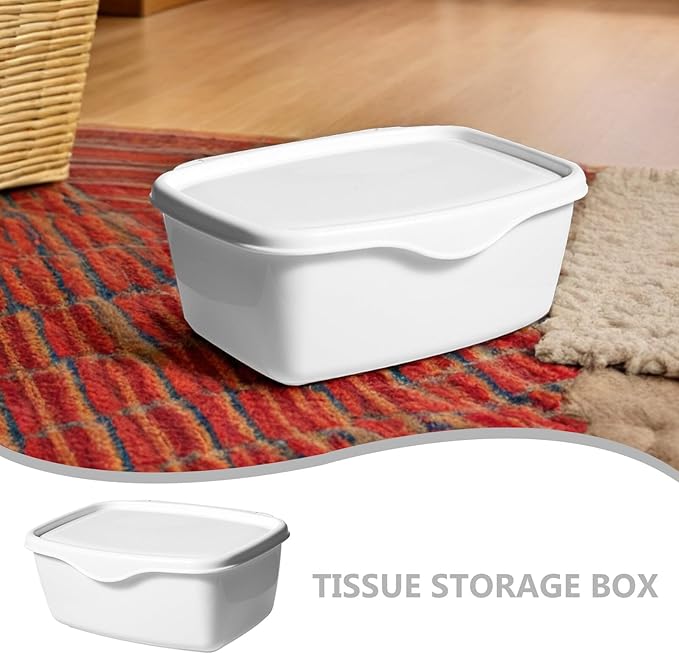 Wet Tissue Box with Lid Square Plastic Storage Container for Baby Wipes Bathroom Desktop Organization Compact 7.1 Inch Holder