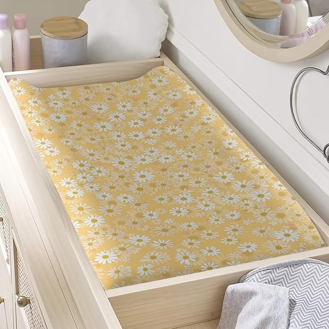 Daisy Changing Pad Cover for Baby Soft Diaper Table Cover with Elastic Edge Breathable Baby Nursery Diaper Changing Pad Sheets for All Season Gift for Friends