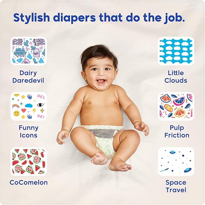 Kim & Kimmy Eco Diapers, Size 5, 26-38 lbs, 44 Diapers - 12 Hour Leak Protection, No Rashes, Hypoallergenic, Ultra-Soft & Highly Absorbent - Cruelty Free & Vegan - Little Clouds