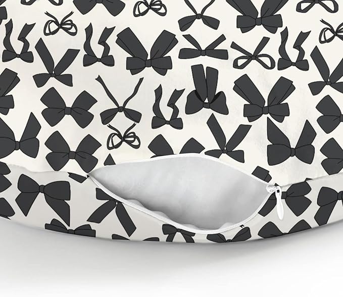 Black Bows Baby Nursing Pillow Covers for Girl Boy Valentine Bows Nursery Feeding Pillowcase for Breastfeeding Pillows Spring Black Ribbons Soft Stretchy Removable Slipcovers for Newborn Infant