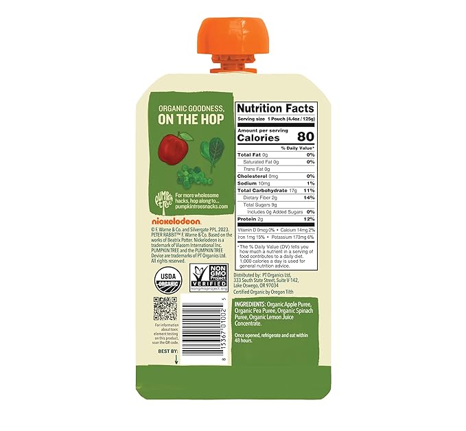 Peter Rabbit Organics Baby Pea Spinach Apple, 4.40 oz - Packaging may vary