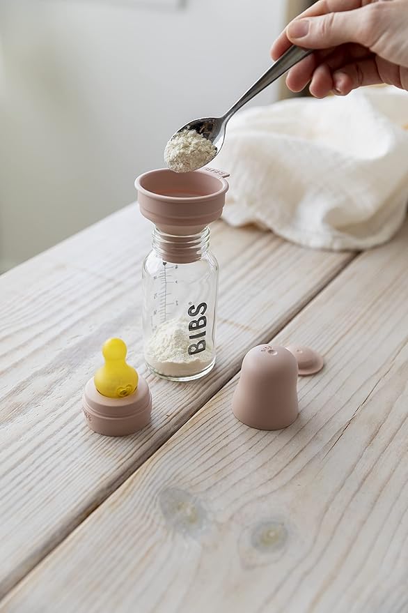 BIBS Baby Glass Bottle Complete Set 225 ml | BPA Free Natural Rubber | Made in Denmark | Sage