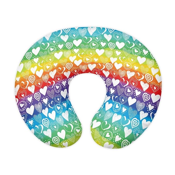 Forchrinse Rainbow Love Heart Nursing Pillow Cover Breastfeeding Pillow Slipcover for Baby Boys and Girls Soft Washable Nursing Pillow Case for Newborn