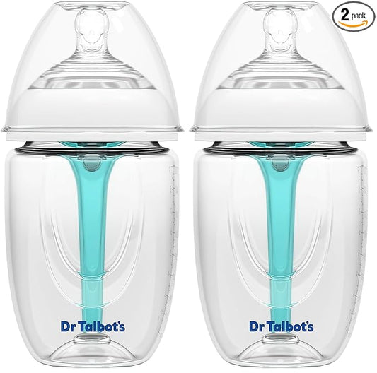 Dr. Talbot's Anti-Colic Bottles - 9 oz - Baby Bottles for Newborn Babies 0+ Months - Self Sterilizing Newborn Bottles with Slow Flow Soft Flex Nipple and Advanced Venting System (Pack of 2)