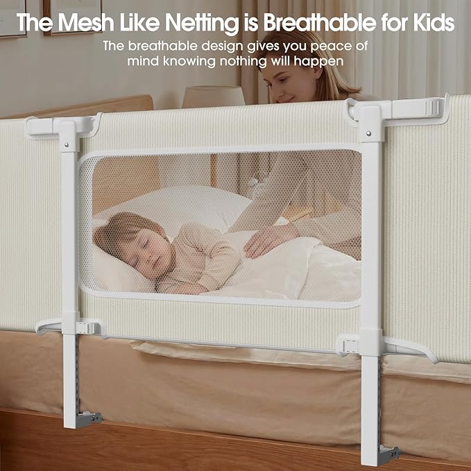 NUTIKAS Portable Bed Rails for Toddlers, 46" Foldable Travel Bed Rail for Camper Bunk, Twin, Full, Queen & King Size Bed, Collapsible Kids Safety Bedrail with Adjustable Height