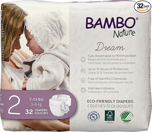 Bambo Nature Premium Baby Diapers - French/English Packaging, Size 2, 32 Count