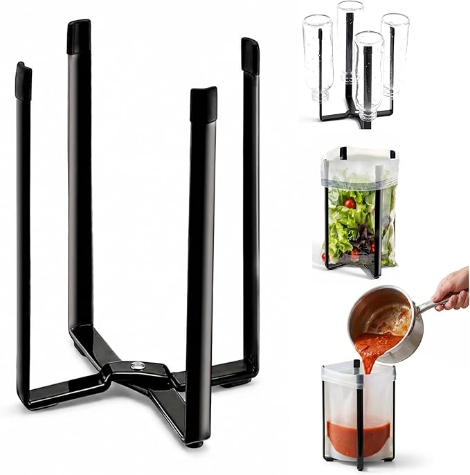 Performore Collapsible Bottle Drying Rack – Stainless Steel Kitchen Stand Holder for Bottles, Cups & Plastic Bags – Space-Saving Multi-Use 50-Pc Bag Organizer