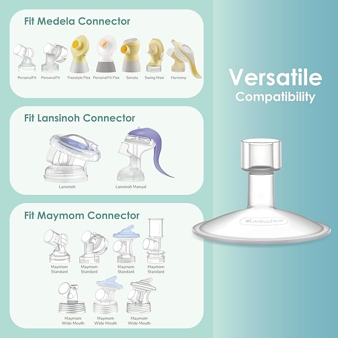 13mm Maymom MyFit Shields, Saucer Series; Compatible with Medela Breast Pump- PersonalFit, Freestyle, Harmony, Maxi, Freestyle Flex Connector; Connect to Maymom Widemouth/Narrow Connector, 2pcs