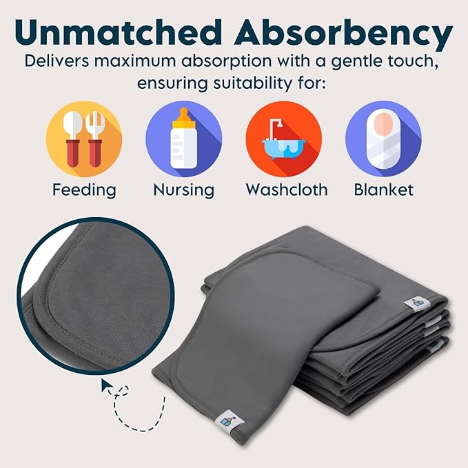 Toppy Organic Cotton Burp Cloths | Soft and Absorbent | Baby Infant Boys and Girls | Large - 21" x 10"