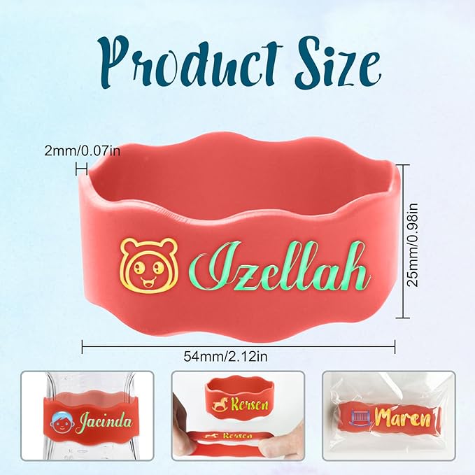 Custom Baby Bottle Labels, Personalized Baby Pacifier Silicone Cup Bands, Dishwasher Safe Reusable, Daycare Engraved Name Tags, Personalized Bottle Label Bands