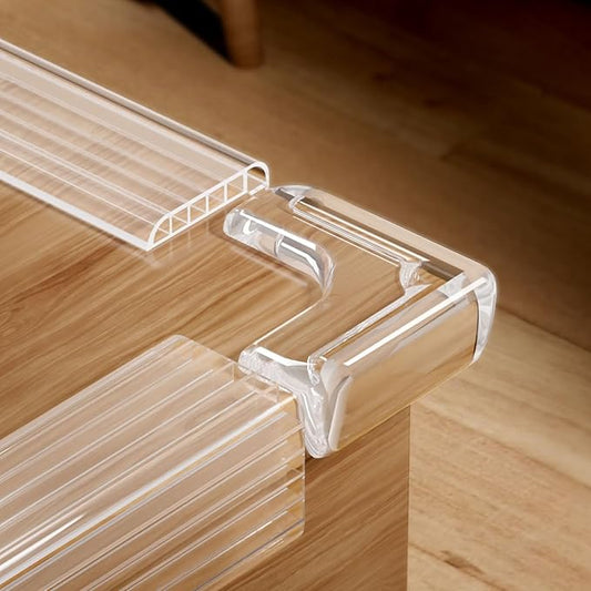 Baby Proof Corners and Edges, 6.56ft Furniture Edge Bumper with 10 Foam Corner Protectors, Thick Impact-Absorbent Safety Guards for Table (Transparent, Bumper Strips + Corner Guards)