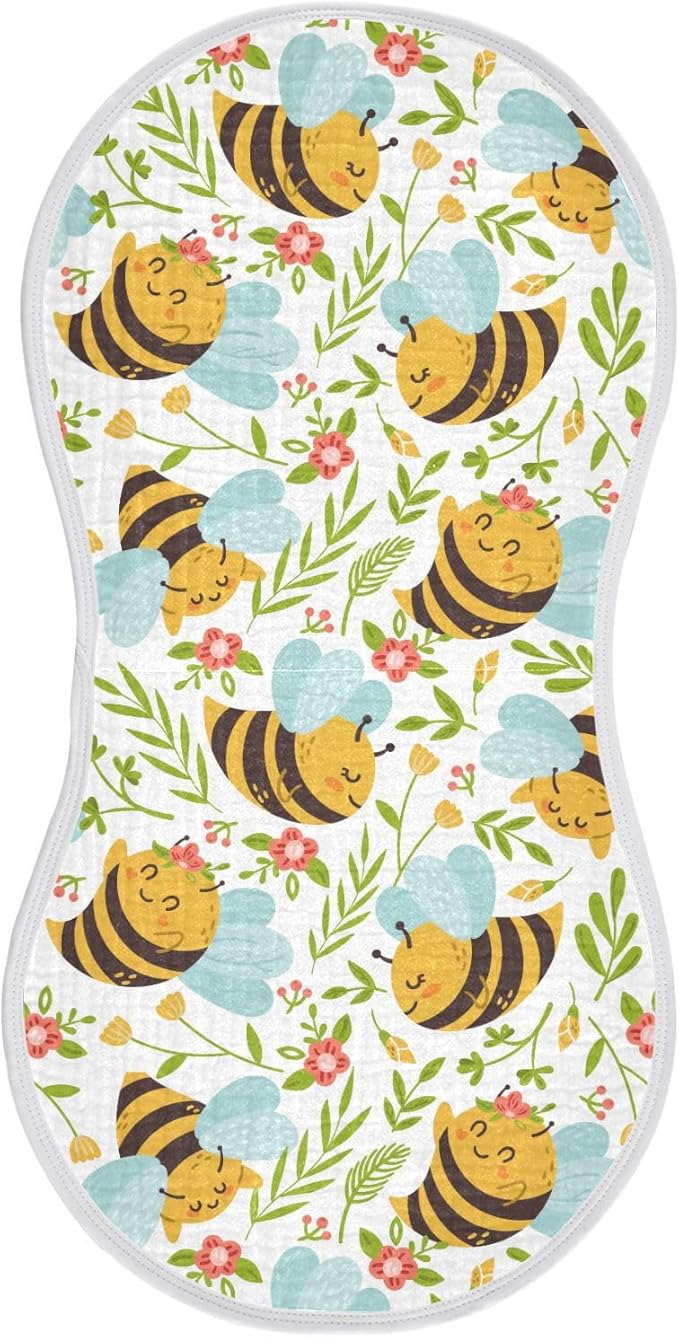 vvfelixl Baby Burp Cloths Honey Bee Cute Bumble Bee Baby Newborn Cotton Burping Cloths Set Baby Washcloths 4 Pack