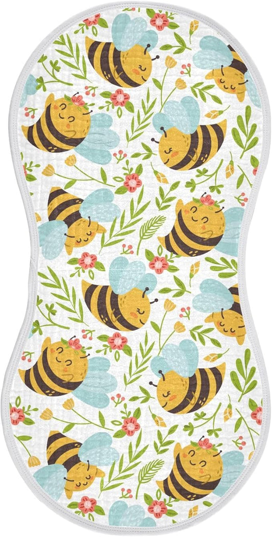 vvfelixl Burp Cloths Honey Bee Cute Bumble Bee for Baby Boy Girls Baby Washcloths Burp Rags 1 Pack