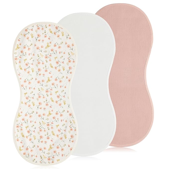 Hahafelt 3 Pcs Changing Pad Liners Fits in Peanut Shape Changing Pad Waterproof Diaper Mats Organic Cotton Peanut Mats are Warm on a Baby's Back, Washable Reusable(Beautiful Style,Pink)