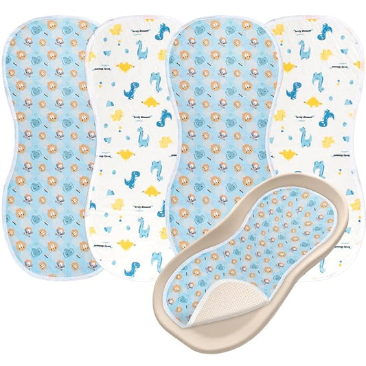 4 Packs Peanut Changing Pad Cover, 4-Layer Thickened Changing Pad Liner Waterproof Absorbent Non-Slip Reusable, Fits in Peanut Shaped Changing Pads