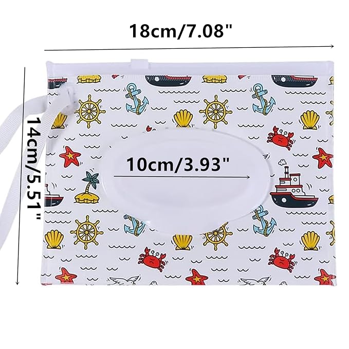 Travel Wipes Case, 2 Pcs Wipe Container Travel Wipe Dispenser Wet Wipes Box Cute Clamshell Wipes Case Reusable Wipes Pouch Wipes Container