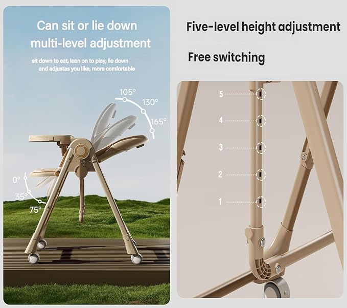 Nine point nine Electric Bluetooth Smart PU Leather High Chair with Swinging Function, Baby High Chairs for Babies and Toddlers, Baby Feeding Chairs Seat, Double Tray, Removable Wheels (E8121 Grey)
