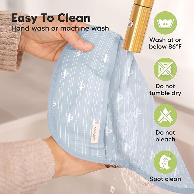 KeaBabies 3-Pack Waterproof Baby Bibs for Eating - Lightweight Toddler Feeding Bibs with Large Food Catcher, Mess Proof, Food-Grade Baby Eating Essentials, Easy to Put On & Clean (Vessels)