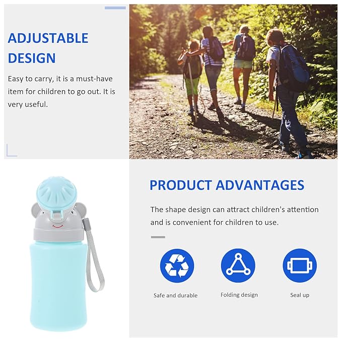 Healifty Portable Kids Car Urinal for Boys Lightweight Travel Potty Bottle Emergency Outdoor Toddler Urinating Container 4.72X3.14X8.66 Inch