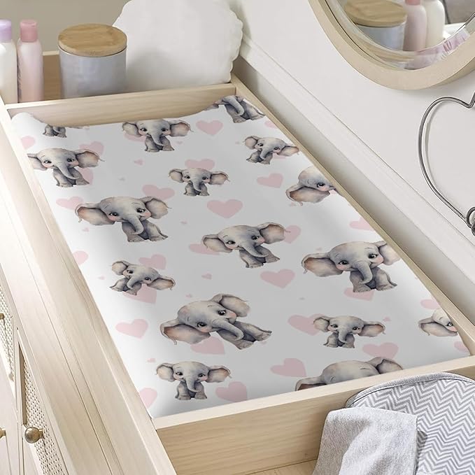 GOSTONG Elephant Puzzle Changing Pad Cover for Girls Boys Soft Comfortabel Baby Nursery Diaper Chaning Pad Sheets Machine Washable Diaper Table Cover