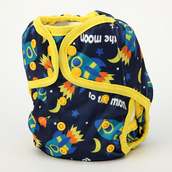 Baby Diaper Cover Nappy One Size 10lbs to 36lbs for Boys (Rocket)