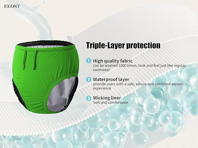 Youth Special Needs Reusable Swim Diapers Swimwear for Incontinence Cloth Diaper Covers Waterproof,Leakproof, Unisex (Lime Green, 14-16T)