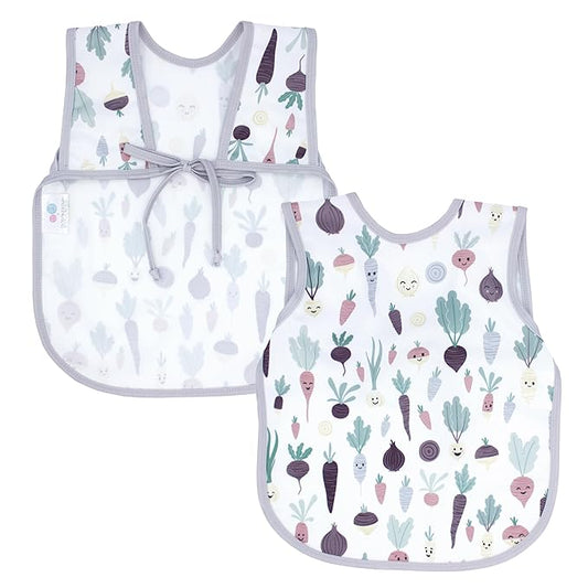 BapronBaby Root Veggies Bapron - No Neck Tie Safer Bib for Baby & Toddler - Soft Waterproof Stain Resistant - Machine Washable - Sz Baby/Toddler 6m-3T