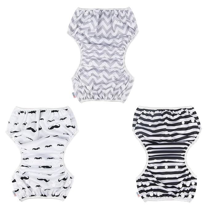 Alva Baby Swim Diapers 3pcs Reuseable Washable & Adjustable for Swimming Lesson & 0-2 Years Baby Boy Girl 3SWY01