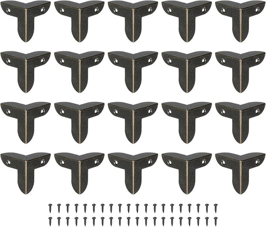 uxcell 20 Pcs Decorative Box Corner Cover, 23mm Metal Edge Guard, Furniture Corner Edges Protector with Screws, Bronze