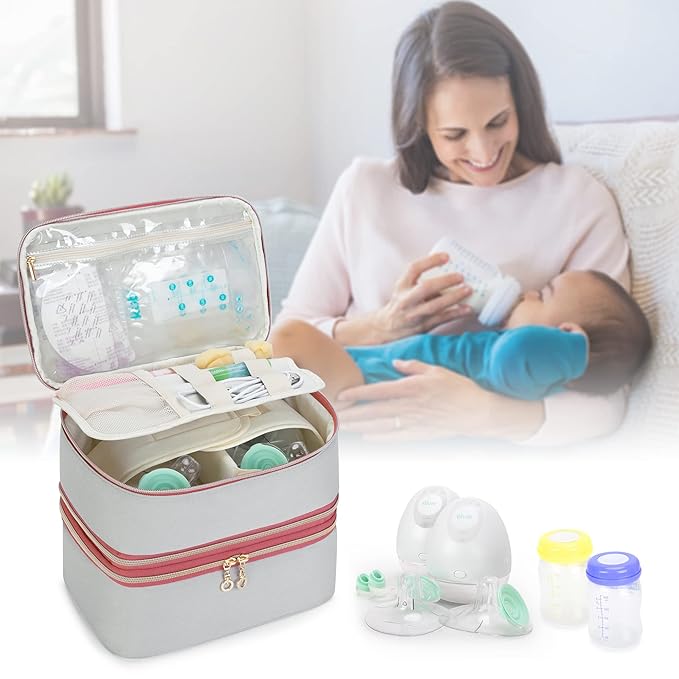 Damero Wearable Breast Pump Bag with Detachable Cooler Bag and Mat, Compatible with Elvie, Willow and Medela Electronic Pumps, Breast Pump Case for Wearable Pumps and Parts