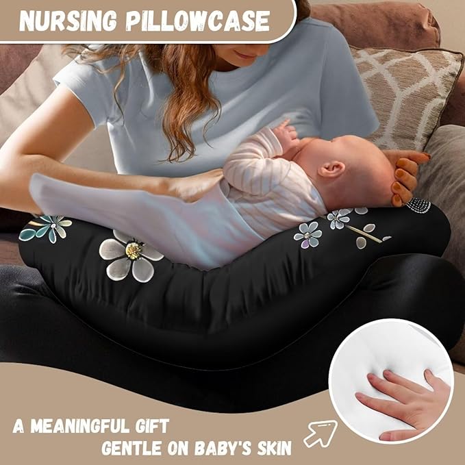 Nursing Pillow Cover Slipcover for Breastfeeding Pillows Dragonfly Flower Comfortable Fit On Standard Infant Nursing Pillows Quick-Dry Fabric