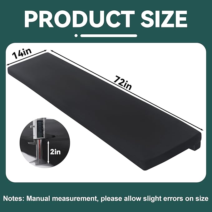 MABOZOO 2-Inch Thick Fireplace Hearth Cushion, 72"x14" Baby Proofing Seat Edge Pad for Child Safety, Soft Fireplace Baby Proofing Bench & Windowsill Protector, Black