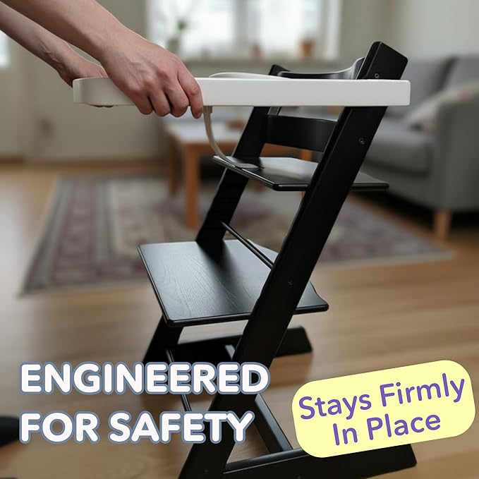 High Chair Tray for Stokke Tripp Trapp - White - No Baby Set Needed. Suction Surface. Snap-on. BPA Free.