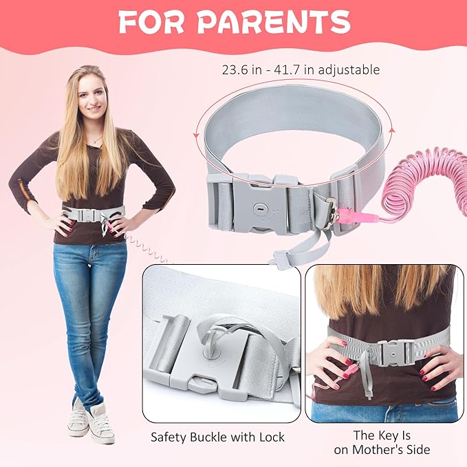 JXM Child Waist Harness with Lock for Hands-Free Safety Walking, Adjustable Waist Tether for Big Kids with Autism Special Needs ADHD, Child Elopement Leash for Outdoor Travel