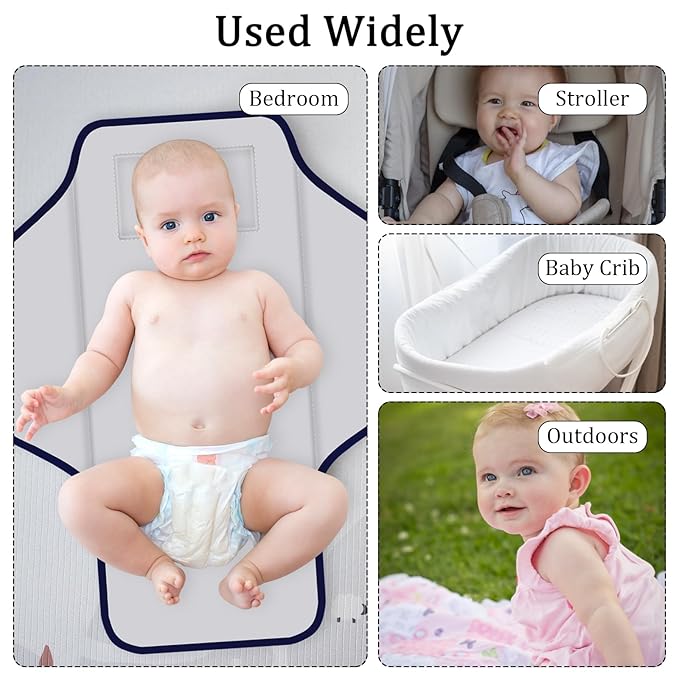 Portable Diaper Changing Pad for Baby & Toddler Waterproof Foldable Baby Changing Mat Built-in Pillow, Travel Infant Changing Pads for Moms Baby Changer Machine Washable
