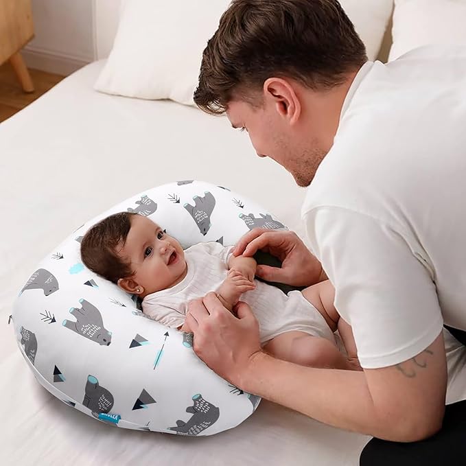 BROLEX Baby Nursing Pillow Covers: 2-Pack Soft Slipcovers for Breastfeeding Pillows - Comfortable Fabric, Fits Standard Nursing Pillows for Boys & Girls - Owl Bear