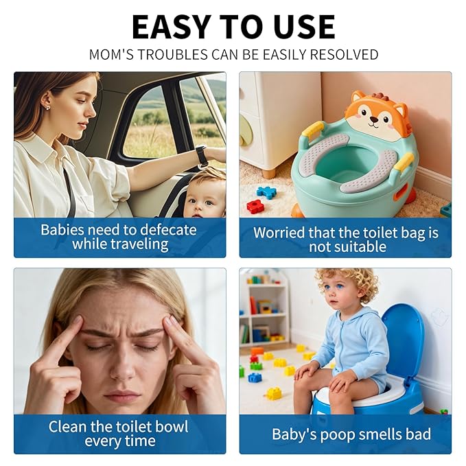 100 PCS Potty Chair Liners with Elastic, Disposable Portable Potty Training Bags, Clear Potty Refill Liners, Toilet Seat Cover 17x8 Inches
