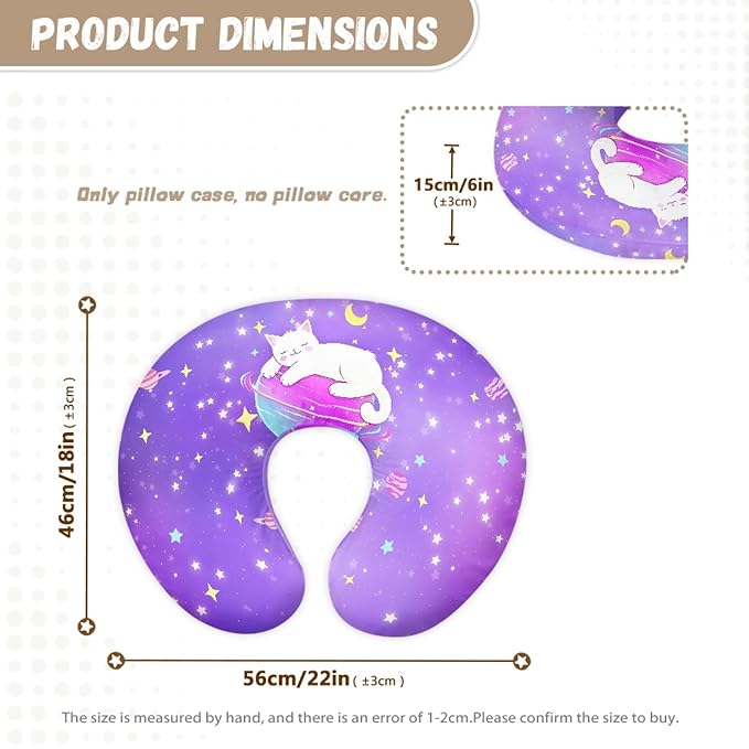Forchrinse Galaxy Cat Planet Star Pillow Cover for Breastfeeding,Baby Nursing Pillow Slipcover Super Soft Newborn Infant Feeding Cushion Cover for Mom