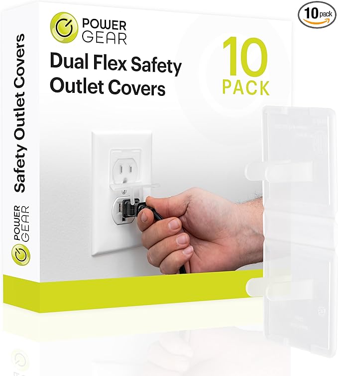 Power Gear Flexible Outlet Covers Baby Proofing Child Proof Plug Covers for Electrical Outlets Easy Install Outlet Plug Covers UL Listed Shock Prevention Clear 82605 10 Count