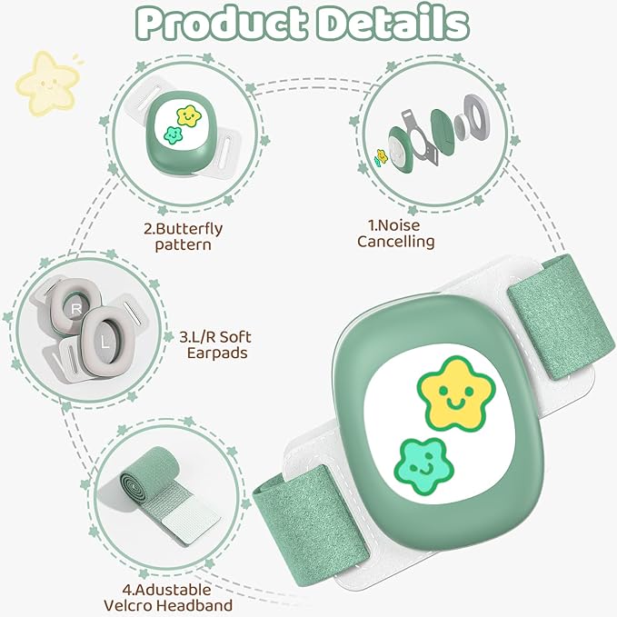 YomauiYee Baby Earmuffs,Infant Noise Cancelling Headphones with Star Pattern, Infant Ear Protection for Toddler 0-48 Months,Baby Travel Essentials for Airplane/Improves Sleep