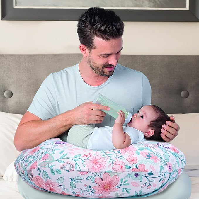 Cloele Nursing Pillow Cover - Botanical Floral Leaf Baby Pillow Cover,Breast Feeding Pillow Slipcovers for Women,Ultra Soft Breathable Infant Nursing Pillowcase for Newborn,Fits Most Nursing Pillows