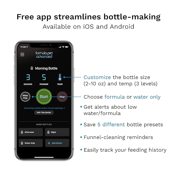 Baby Brezza Formula Pro Advanced WiFi Formula Dispenser - Automatically Mix a Warm Formula Bottle From Your Phone Instantly – Easily Make Bottle With Automatic Powder Blending Machine, Black