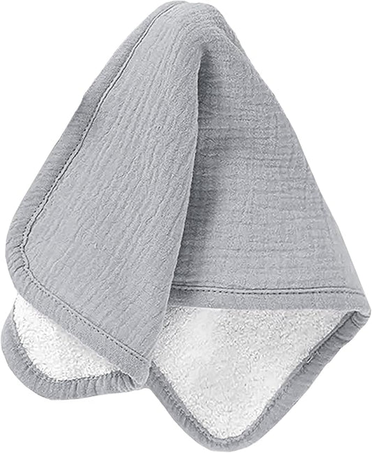 Aiden's Corner 100% Organic Muslin Cotton | Mix Use Baby Super Absorbent Infant Burp Cloth | Terry Cotton Towel | Washcloth for Newborns (Single Pewter Blue)