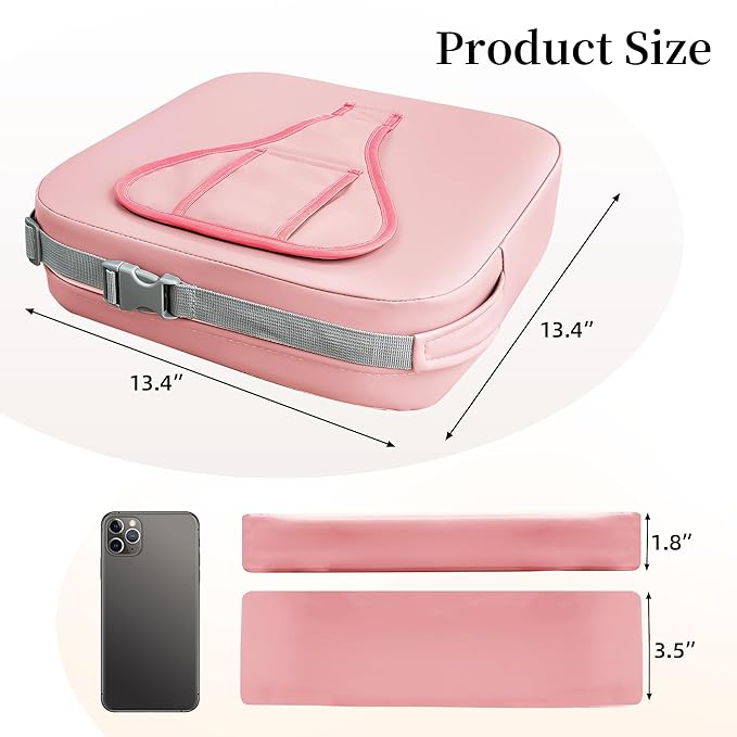Eiury Toddler Booster Seat for Dining Table – Non-Slip PU Waterproof Cushion with Backrest & Adjustable Straps, Portable Baby Booster Seat (Pink)
