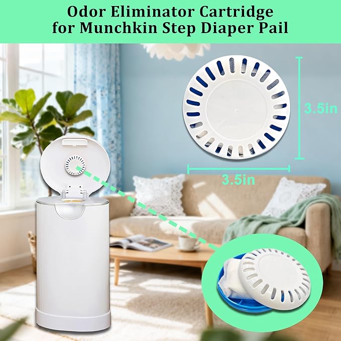 Diaper Pail Deodorizer for Munchkin Step Diaper Pail, 2-Pack Containers and 8-Pack Lavender Scented Baking Soda Refills Compatible with Munchkin Diaper Pail, Baking Soda Diaper Odor Absorber