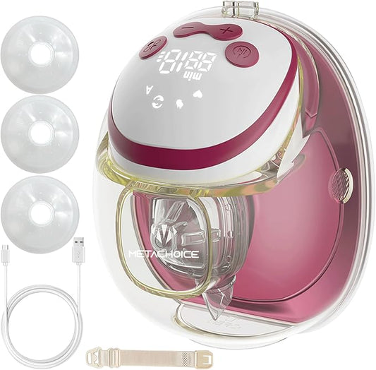 Wearable Breast Pump Hands Free (1-Pack), Electric Lactation Massager, FDA Cleared, BPA-Free PA12, 3 Full Flanges (18/20/24mm), Hospital-Grade Suction, Invisible & Quiet, 4 Modes 15 Levels Pink