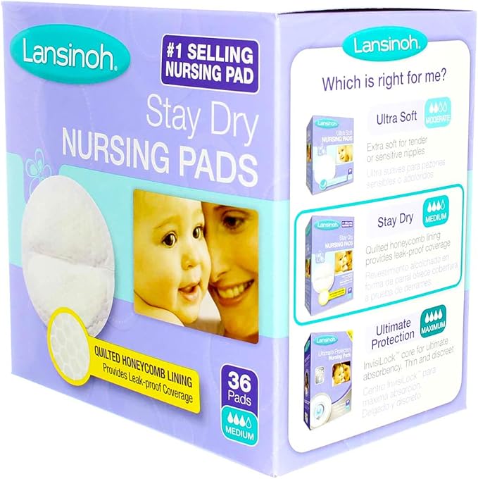 Lansinoh Stay Dry Nursing Pads Medium 36 Each (Pack of 8)