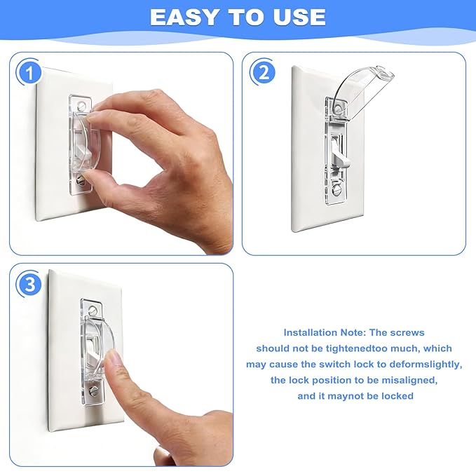 Light Switch Cover Guard, 2 Pack Clear Light Switch Lock, Light Switch Guard, Child Proof Light Switch Cover, Prevent Accidental ON/Off from Kids, Pets, Bumps，Includes Screws
